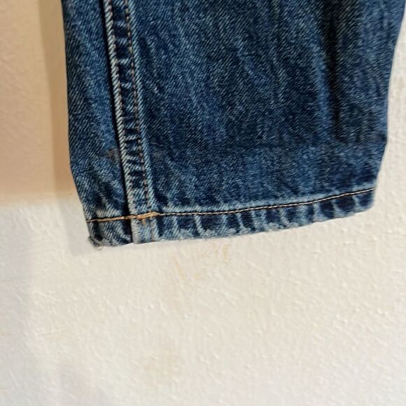 Everlane Button Fly Medium Blue Distressed “ The 90’s Cheeky Jean”  Cropped  33 - Picture 5 of 8